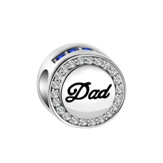 Silver Simple Dad Blue Gems Charm