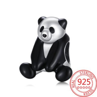 Silver Simple Black Panda Charm