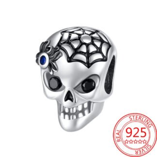 Silver Black Spider Web Sugar Skull Cultural Charm