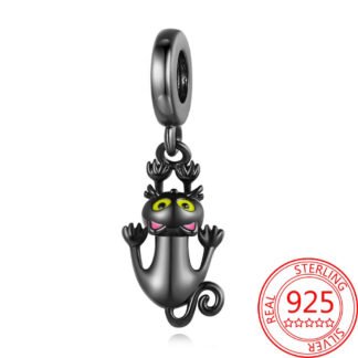 Silver Black Cat Clinging Charm