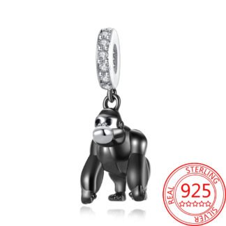 Silver Black Gorilla Charm