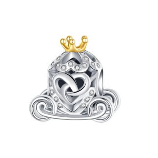 Silver Royal Golden Crowned Carriage Fairytale Vehicle Charm
