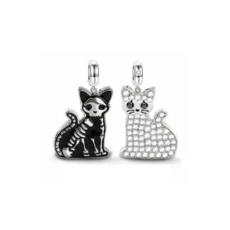 Silver Opposite Personalities Spooky Cute Cat Pair Charm