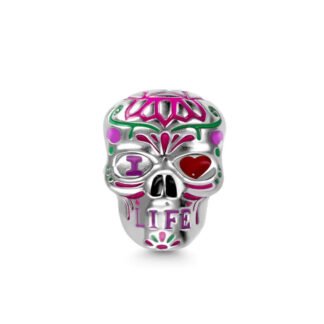 Silver I Love Life Eye Sugar Skull Cultural Charm