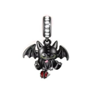 Silver Mini Toothless Black Dragon Charm