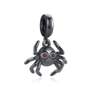 Silver Orange Red Eye Black Freaky Spider Charm