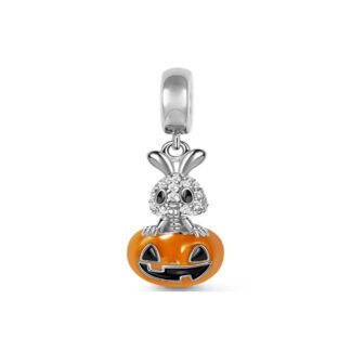 Silver Rocky Bunny in Halloween Pumpkin Charm