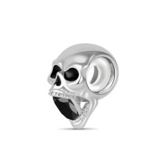 Silver Skull Black Gem in Jaws Charm