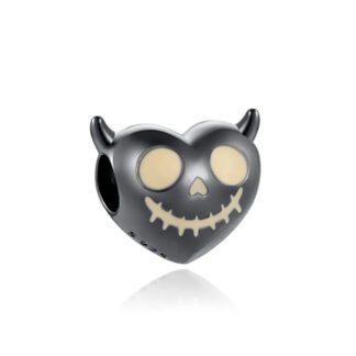 Silver Black Sinister Quirky Heart Halloween Charm