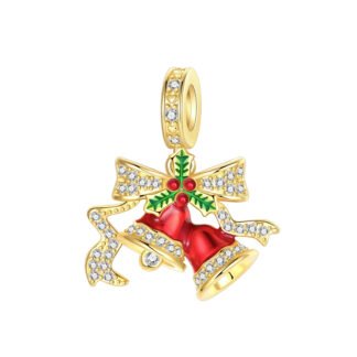 Silver Golden Red Bell Christmas Charm