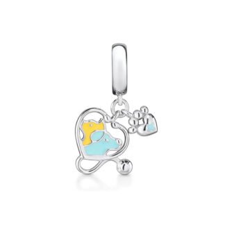 Silver Heart Animal Health Vet Charm