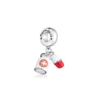 Silver Medicine Bottle Pill Charm