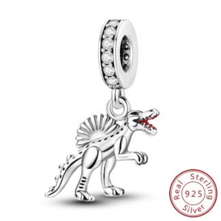 Silver Ferocious Dinosaur Charm