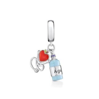 Silver Red Heart Hydration Water Bottle Health Charm