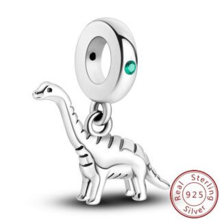 Silver Friendly Long Neck Dinosaur Charm