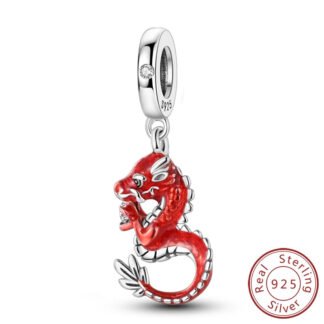 Silver Red Dragon Charm
