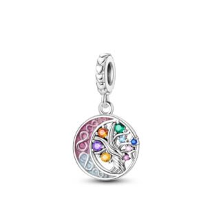 Silver Crescent Infinity Rainbow Gems Tree Charm