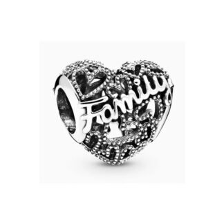 Silver Sparkly Hearts Family Charm