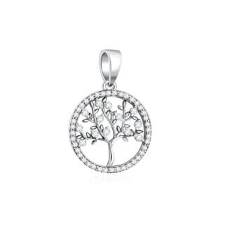 Silver Branch White Gems Charm