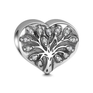 Silver Heart Tree Gems Fruit Charm