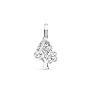 Silver Curly Tree White Gems Familia Charm