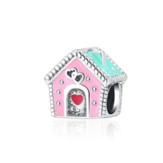 Silver Lovely Pink House Charm