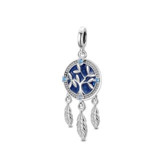 Silver Tree Blue Dreamcatcher Charm