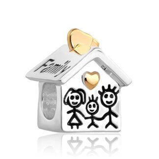 Silver Golden Hearts Child Scribbles Family Home Charm