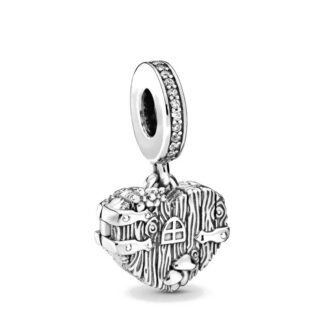 Silver Ornate Wooden Heart Cottagecore Charm