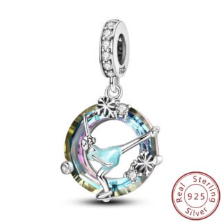 Silver Wintry Blue Ice-skater Girl Sport Charm