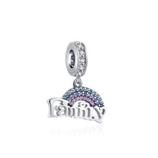 Silver Sparkly Rainbow Family Charm