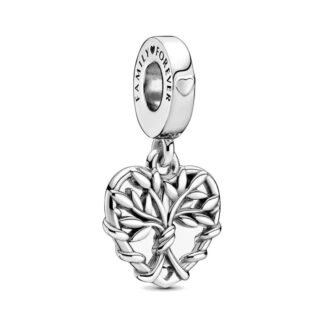 Silver Twisting Heart Wheat Charm