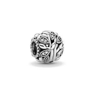 Silver Vines Sparkly Leaves Charm
