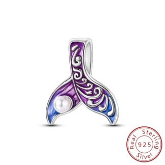 Silver Purple Hues Fish Tail Pearl Charm