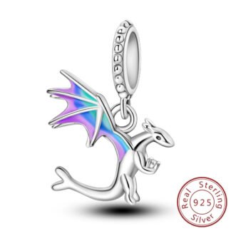 Silver Dragon Prismatic Wings Mythical Charm