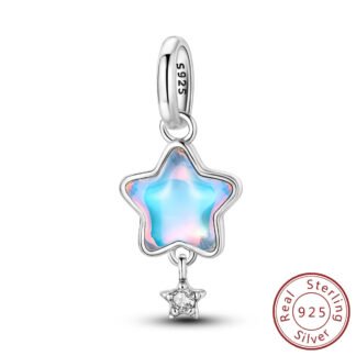 Silver Cute Prismatic Star Magical Charm