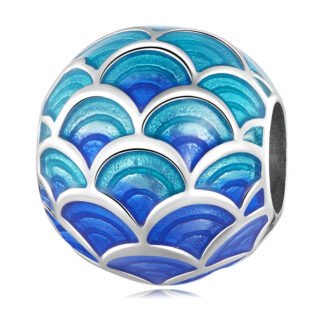 Silver Blue Scales Bead Charm