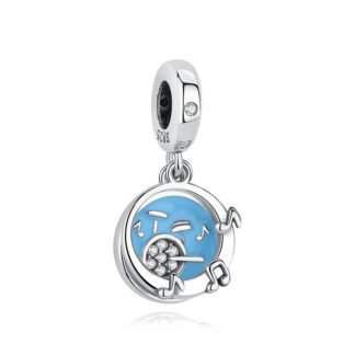 Silver Blue Musical Notes Charm