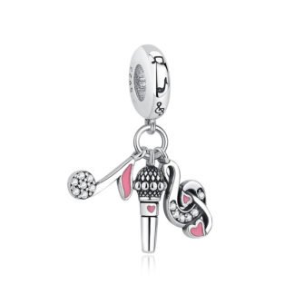 Silver Pink Karaoke Treble Clef Musical Charm