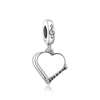 Silver Heart Piano Musical Charm
