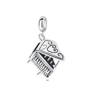 Silver Ornate Piano Musical Charm