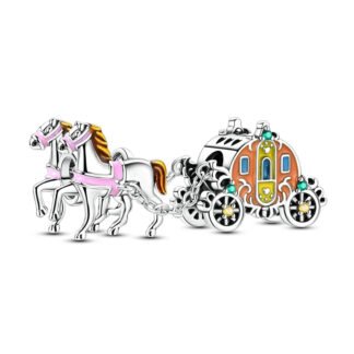 Silver Cinderella Pumpkin Carriage Horses Fantasy Fairytale Charm