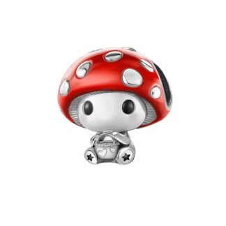 Silver Cute Agaric Poisonous Red Mushroom Person Fantasy Creature Charm