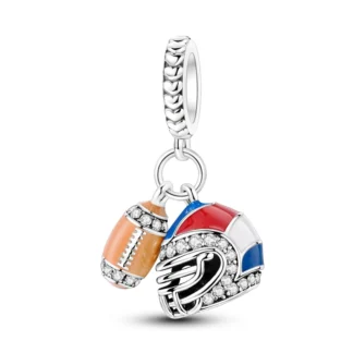 Silver Football Helmet Safety Equipment Sport Charm