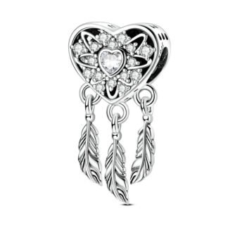 Silver Ornate Heart Dreamcatcher Charm