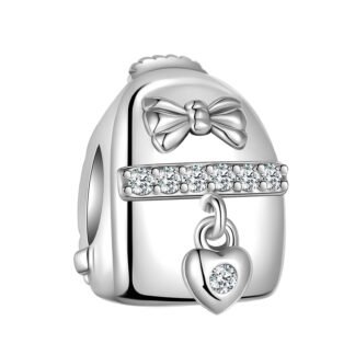 Silver Heart Lock Bow Backpack Charm