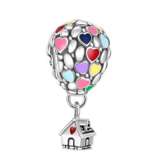 Silver UP House Hearts Air Balloon Charm