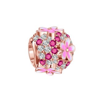 Rose Gold Futuristic Pink Gems and Flowers Structure Charm