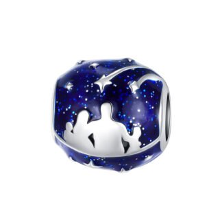 Silver People Together Stargazing Under Comets Blue Night Sky Charm