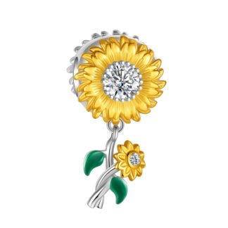 Silver Golden Sunflowers Bundle Nature Flower Charm